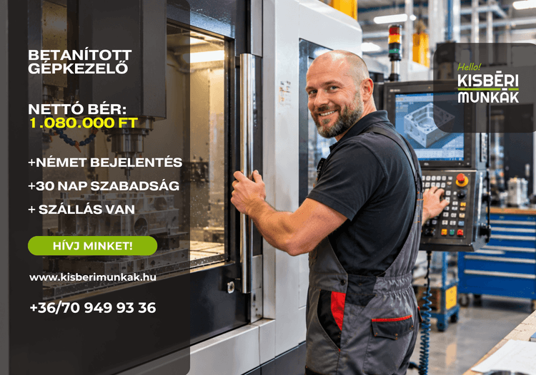 Kisbéri Munkák - CNC gépkezelő állás Németországban, Nordhausenben – CNC megmunkálógépet kezelő szakember modern üzemben, akár nettó 1.000.000 Ft havi keresettel.